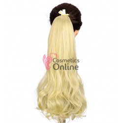 Extensie de par coada usor ondulata cu snur 55 cm Cod 1940848613 Blond Deschis
